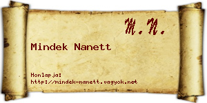 Mindek Nanett névjegykártya